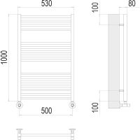 Водяной полотенцесушитель Terminus Ватикан П16 500х1000 Хром, нижнее подключение, G 1/2" ВР, с комплектом вентилей арт-4670078530523 — фото 4, Водяные полотенцесушители