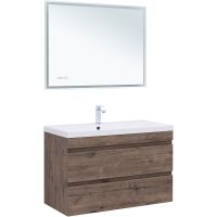 Тумба под раковину Aquanet Нота New 100 подвесная Дуб веллингтон табак арт-334194 — фото 4, Тумбы под раковину