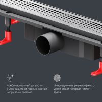 Душевой лоток AM.PM PrimeFlow 50 с решеткой Хром матовый Cut Gradient арт-W02SC-P11-050-01SB — фото 13, Душевые лотки