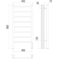 Электрический полотенцесушитель Terminus Аврора П8 400х850 Хром арт-4670078531162 — фото 4, Электрические полотенцесушители