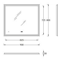 Зеркало Kerama Marazzi Tecno 90 с подсветкой с бесконтактным выключателем с подогревом и часами арт-TE.mi.90 — фото 3, Зеркала в ванную комнату