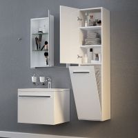 Шкаф пенал 1MarKa Соната 35 R подвесной c бельевой корзиной Белый глянцевый арт-У23257 — фото 3, Пеналы для ванной комнаты