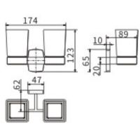 Стакан для зубных щеток CeramaLux Cube двойной Хром арт-12603 — фото 2, Стаканы для зубных щеток