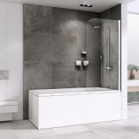 Шторка на ванну Abber Ewiges Wasser 100х140 профиль Хром стекло прозрачное арт-AG52100 — фото 1, Шторки для ванной распашные