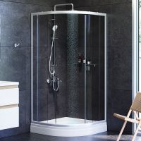 Душевой уголок AM.PM X-Joy Twin Slide 90х90 профиль Хром матовый стекло прозрачное арт-W88G-205-090MT64 — фото 2, Душевые уголки четверть круга