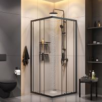 Товар: Комплект душевого уголка с душевой системой и аксессуарами AM.PM Gem S 90x90 профиль Черный матовый стекло прозрачное арт-WK93EP - фото 3 Комплект душевого уголка с душевой системой и аксессуарами AM.PM Gem S 90x90 профиль Черный матовый стекло прозрачное арт-WK93EP — фото 3, Квадратные душевые уголки