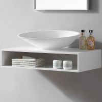 Тумба под раковину Abber Stein 80 подвесная Белая матовая арт-AS1612 — фото 1, Тумбы под раковину