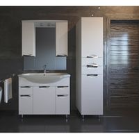 Зеркало со шкафом АСБ-мебель Мессина 100 с подсветкой Белый арт-9616 — фото 2, Зеркальные шкафы в ванную