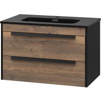 Тумба с раковиной Brevita Monsour 80 подвесная Дуб Галифакс олово Черный кварц арт-УТ000015278 — фото 1, Тумбы с раковиной