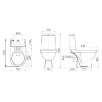 Унитаз компакт Rosa Браво Белый с бачком и сиденьем арт-4640021067222 — фото 2, Напольные унитазы