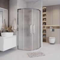 Душевой уголок Grossman Cosmo 80х80 профиль Хром стекло шиншилла арт-301.K33.02.8080.10.02 — фото 1, Душевые уголки четверть круга