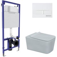 Комплект унитаза с инсталляцией Berges Floe Rimless с сиденьем Микролифт и Белой клавишей смыва арт-043284 — фото 1, Комплекты унитаз + инсталляция