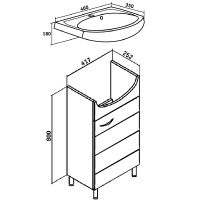 Тумба под раковину Runo Кипарис 45 Белая арт-00000000880 — фото 4, Тумбы под раковину