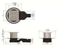 Душевой трап Berges Platz Uno 150x150 с решеткой Хром матовый арт-090170 — фото 6, Трапы для душа