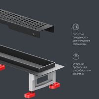 Душевой лоток AM.PM MasterFlow 80 с Черной матовой решеткой Cut Gradient арт-W01SC-P11-080-01BM — фото 15, Душевые лотки