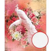 Фреска Ortograf Paradise 32227 Фактура бархат FX Флизелин (2,2*2,7) Красный/Белый, Птицы/Цветы арт-32227 (бархат FX) — фото 1, Фрески