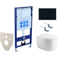 Комплект унитаза с инсталляцией Aquatek с сиденьем Микролифт и Черной матовой клавишей смыва арт-SET AQUATEK АЛЬТАИР cm-012 4в1 — фото 1, Комплекты унитаз + инсталляция