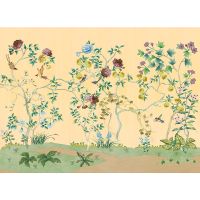 Фреска Ortograf Flora 31130 Фактура флок FLK Флизелин (3,7*2,7) Бежевый/Разноцветный, Цветы/Деревья/Птицы арт-31130 (флок FLK) — фото 2, Фрески