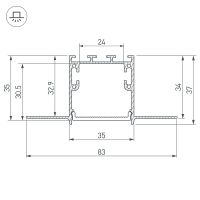 Профиль алюминиевый Arlight Linia встраиваемый для ГКЛ Серебристый арт-027158 — фото 3, Профили для светодиодных лент