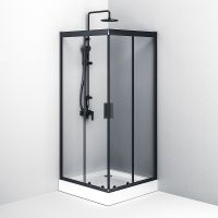 Душевой уголок AM.PM Gem 90х90 профиль Черный матовый стекло прозрачное арт-W90G-403-090BT — фото 7, Квадратные душевые уголки