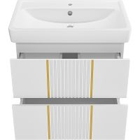 Тумба с раковиной Brevita Vega 70 подвесная Белая матовая Золото арт-УТ000022669 — фото 3, Тумбы с раковиной