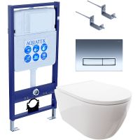 Комплект унитаза с инсталляцией Aquatek с сиденьем Микролифт и клавишей смыва Хром глянцевый арт-SET AQUATEK ПОЛАРИС-023 4в1 — фото 1, Комплекты унитаз + инсталляция