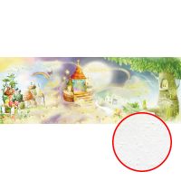 Фреска детская Ortograf Для малышей 4384 Фактура бархат FX Флизелин (7,3*2,7) Зеленый/Желтый/Сиреневый, Деревья/Домики арт-4384 (бархат FX) — фото 1, Фрески