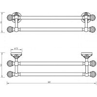 Полотенцедержатель Migliore Cristalia двойной Золото с кристаллами Swarovski арт-16844 — фото 2, Полотенцедержатели