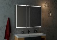 Зеркальный шкаф Континент Mirror Box black Led 100 с подсветкой Черный арт-МВК051 — фото 9, Зеркальные шкафы в ванную