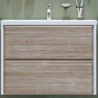 Тумба под раковину Velvex Gesso 80 tp.GES.9696.80.2Y подвесная Белая матовая Дуб сонома арт-tp.GES.9696.80.2Y белый матовый/дуб сонома — фото 1, Тумбы под раковину