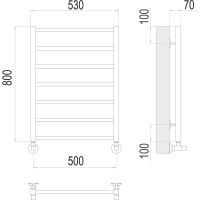 Водяной полотенцесушитель Terminus Контур П7 500х800 Хром, нижнее подключение, G 1/2" ВР, с угловым соединением арт-4670078529657 — фото 4, Водяные полотенцесушители