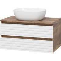 Тумба под раковину Brevita Dakota 80 подвесная Белая матовая Дуб Галифакс олово арт-DAK-09080-19/01-2Я — фото 1, Тумбы под раковину