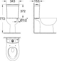 Унитаз компакт Grohe Bau Ceramic без бачка и сиденья арт-39429000 — фото 4, Напольные унитазы