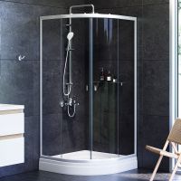 Душевой уголок AM.PM X-Joy Twin Slide 90х90 профиль Хром матовый стекло прозрачное арт-W88G-205-090MT64 — фото 1, Душевые уголки четверть круга