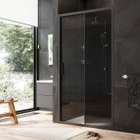 Душевая дверь AM.PM Gem Solo 110 профиль Черный матовый стекло тонированное-прозрачное арт-W90G-110-1-195BG — фото 2, Раздвижные душевые двери