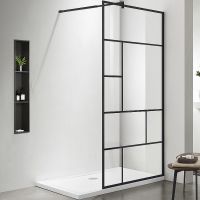 Душевая перегородка Aquatek 100 профиль Черный стекло прозрачное арт-AQ WIW Print 10020BL — фото 1, Душевые перегородки