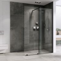 Душевая перегородка Abber Komfort 120 профиль Черный стекло прозрачное арт-AG09120B — фото 1, Душевые перегородки