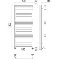 Водяной полотенцесушитель Terminus Нойс П18 500x1200 Хром, нижнее подключение, G 1/2" ВР, с комплектом вентилей арт-4630080268418 — фото 4, Водяные полотенцесушители