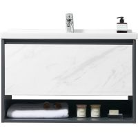 Тумба с раковиной Orans BC-0903 60 подвесная Dark grey White marble арт-903600 — фото 1, Тумбы с раковиной