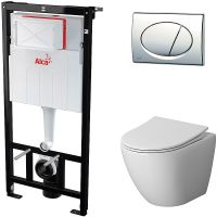 Комплект унитаза Niagara Vista NG-9301 с инсталляцией Alcaplast Sadromodul AM101/1120-3:1 RU M71-0001 с сиденьем Микролифт и клавишей смыва Хром арт-NG-9301+AM101/1120-3:1 RU M71-0001 — фото 1, Комплекты унитаз + инсталляция