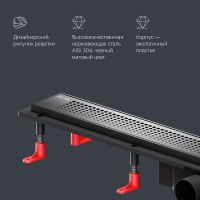 Душевой лоток AM.PM PrimeFlow 80 с Черной матовой решеткой Cut Gradient арт-W02SC-P11-080-01BM — фото 12, Душевые лотки