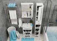 Шкаф пенал Onika Кристалл 30.18 Белый арт-403050 — фото 5, Пеналы для ванной комнаты