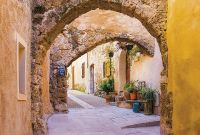 Фреска Ortograf Городской пейзаж 4591 Фактура бархат FX Флизелин (4*2,7) Бежевый/Оранжевый, Город/Цветы арт-4591 (бархат FX) — фото 2, Фрески