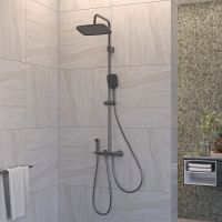 Душевая система Berges Pulsar с термостатом Оружейная сталь арт-075013 — фото 10, Душевые стойки