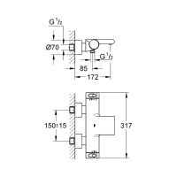 Смеситель для ванны Grohe Grohtherm 2000 с термостатом Хром арт-34174001 — фото 13, Смеситель для ванны