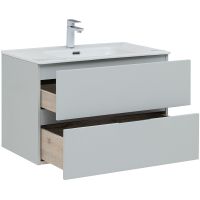 Тумба под раковину Aquanet Алвита New 80 подвесная Серая матовая арт-277516 — фото 8, Тумбы под раковину