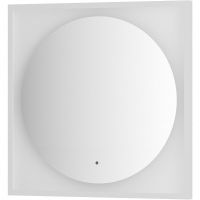 Зеркало Defesto Eclipce 70х70 с подсветкой 15W-4500К/в багетной раме/ИК - выключатель/Нейтральный белый свет/Белая рама арт-DF 2227R — фото 1, Зеркала в ванную комнату