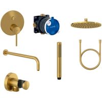 Душевая система Kludi Bozz Золото брашированное арт-38658N076 — фото 1, Встраиваемые душевые комплекты