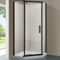 Душевой уголок Vincea Stresa 100х100 профиль Черный стекло прозрачное арт-VSP-1S100CLB — фото 1, Душевые уголки трапеция