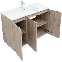 Тумба под раковину Aquanet Алвита New 100 подвесная Дуб веллингтон белый арт-277533 — фото 2, Тумбы под раковину